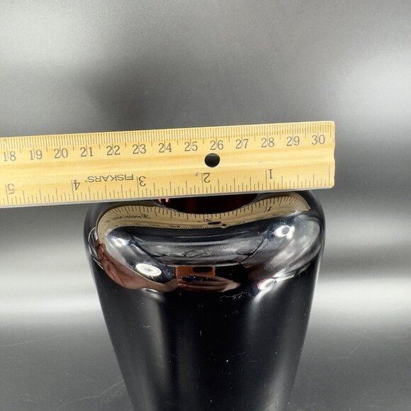 Poland Art Glass Vase Vessel Dark Amethyst Glass With Clear Bottom Air Bubble - Picture 5 of 13